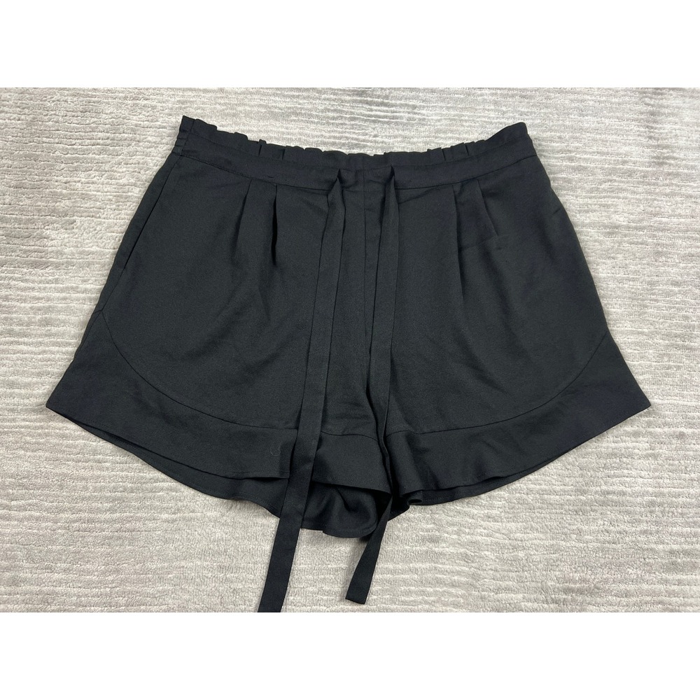 DR2 Shorts Womens XL Black Paperbag Waist Pleated‎ Tulip Hem ZDR40583PR4 Dressy